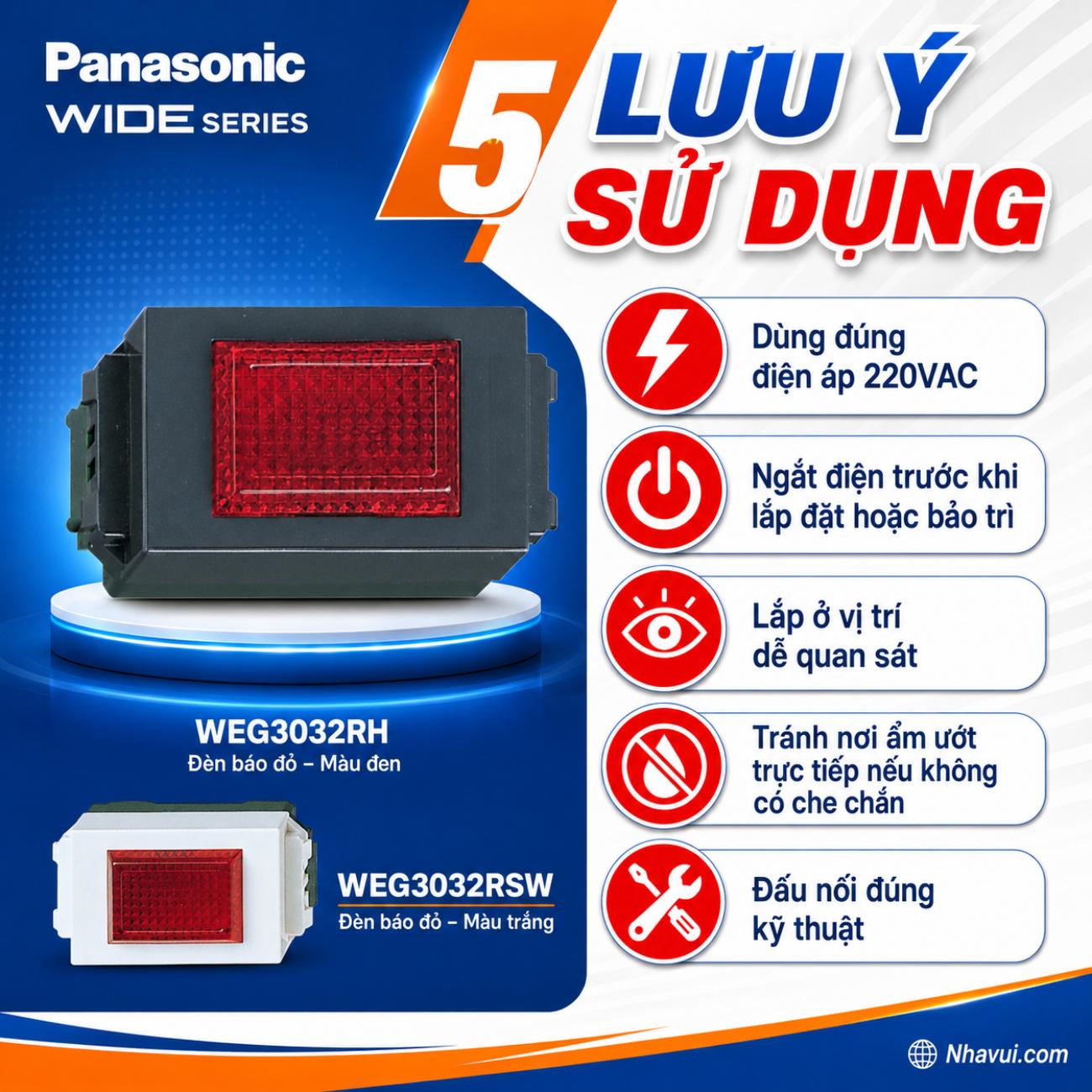 Đèn báo màu đỏ Panasonic WIDE Series 220VAC